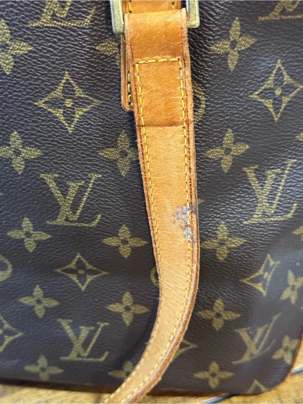 Louis Vuitton Monogram Canvas Tote in Brown and Tan As is! Strap needs repaired!